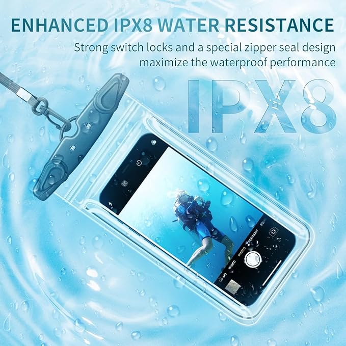 Universal Waterproof Phone Pouch, 4 Pack Waterproof Phone Case Dry Bag with Neck Strap Luminous Ornament for Water Games Protect iPhone 17 16 15 13 Pro Max Plus Galaxy S24 S23 Google Note up to 7.5"