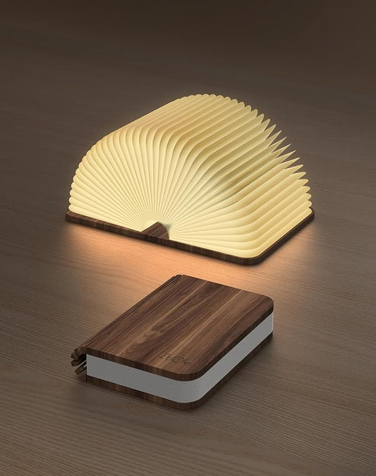 4.7 Inch Wooden Book Lamp, Book Lovers Gifts,Teacher Appreciation Gifts for Women, Folding Book Light, LED Ambient Lighting, Magnetic Mood Lighting for Home&Library Decor (Walnut)