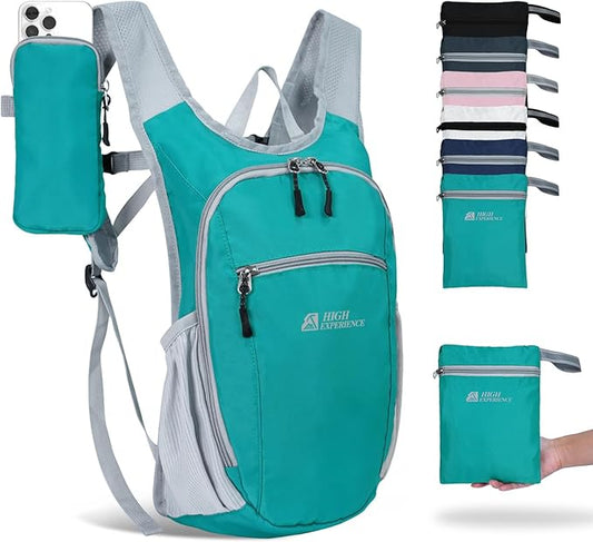 HIGH EXPERIENCE Hiking Backpack 10L/15L Small Daypack Lightweight Packable Travel Foldable Water Resistan for Women Men (Lake Green, 10L)