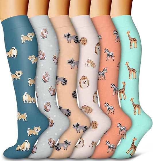 Bluemaple 6 Pack Copper Compression Socks for Women and Men Circulation-Best Support for Medical, Running,Nursing,Athletic