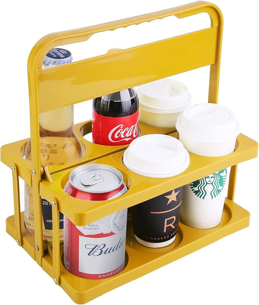 musbus Reusable Drink Carrier with Handle for Delivery Drivers, Portable Cup/Coffee Holder Accessories for Delivery, Foldable Drinks Caddy with Tray, Car Durable Plastic Festive Bottle, Vacation
