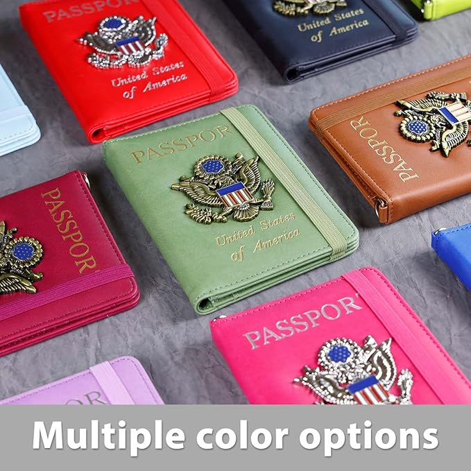Cnycmy Passport Holder with Airtag slot,Passport-Wallet-Holder for Women,for Family, Rfid Passport Book Card Slot Waterproof, passport holder for travel (light blue1)