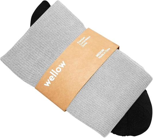 Wellow Premium Socks (Compression Socks - Regular) for Men & Women, Made with Viscose from Bamboo, Knee High, 18-25 mmHg