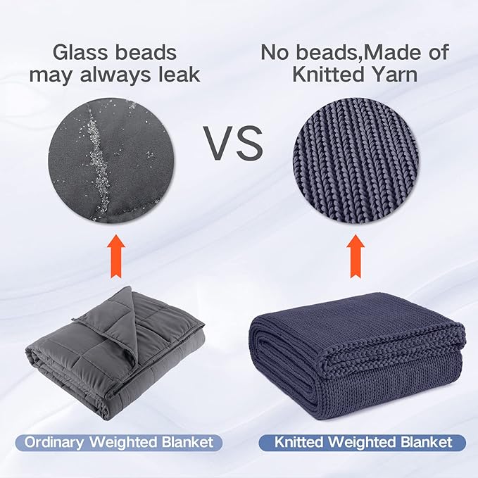 Guohaoi Knitted Weighted Blanket for Adults (Dark Grey 50"x75" 20lbs) No Beads Cooling Throw Blanket for Hot Sleepers, Home Decor Breathable Chunky Knit Heavy Blanket Use on Full Size Bed