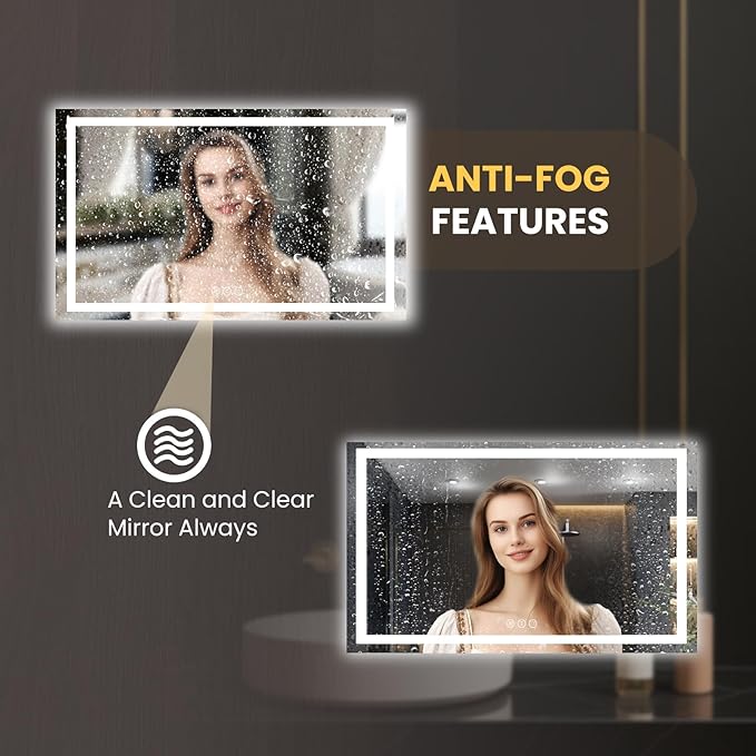 LOAAO 80"X40" LED Mirror for Bathroom, Lighted Bathroom Mirror with Lights, Anti-Fog, Dimmable, Memory Function, Easy to Install, Clear Reflection