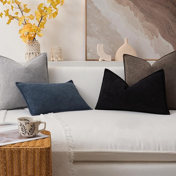 Kevin Textile Waterproof Decorative Pillow Covers Light Grey 26x26 Inch Pack of 2 Soft Boucle Textured Euro Pillowcases Elegant Accent Pillows for Couch Sofa Chair Bed Home Decor Indoor Outdoor