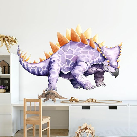 Large Dinosaur Wall Decals, Purple Stegosaurus Dino Wall Stickers Vinyl Peel and Stick Wall Decal Self Adhesive Wall Art Sticker for Baby Nursery Kids Room Home Decor (42.1 * 51.2in)