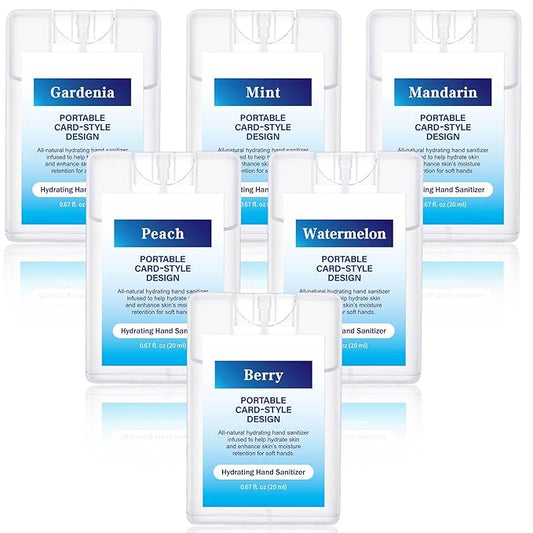 6 Pack Hand Sanitizer Spray Bulk Travel Size Hand Sanitizer Spray Mini Hydrating Pocket Gifts for Coworker Staff Teacher Holiday Favor(Blue Color,Charming)