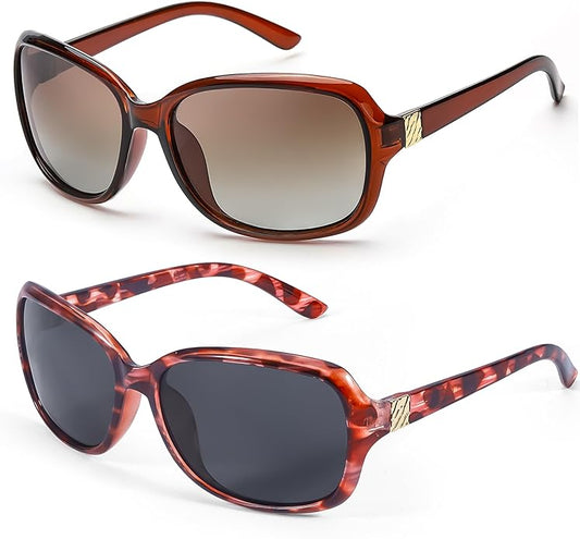 SIPHEW Polarized Sunglasses for Women | Vintage Square Sunglasses w UV400 Protection | Womens Wraparound Shade