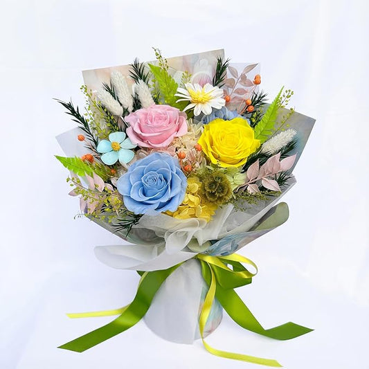HUACHIPLUS Preserved Bouquet: Fresh Flowers Bouquet-Cute Sweet Gifts for Women Wife Girlfriend Mom-Flowers for Delivery Prime on Christmas Valentines Day Anniversary Mothers Day Birthday (dopamine2)