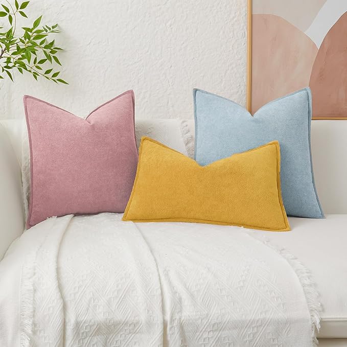 Kevin Textile Waterproof Decorative Pillow Covers Light Blue 16x16 Inch Pack of 2 Soft Boucle Textured Throw Pillowcases Elegant Accent Pillows for Couch Sofa Chair Bed Home Decor Indoor Outdoor