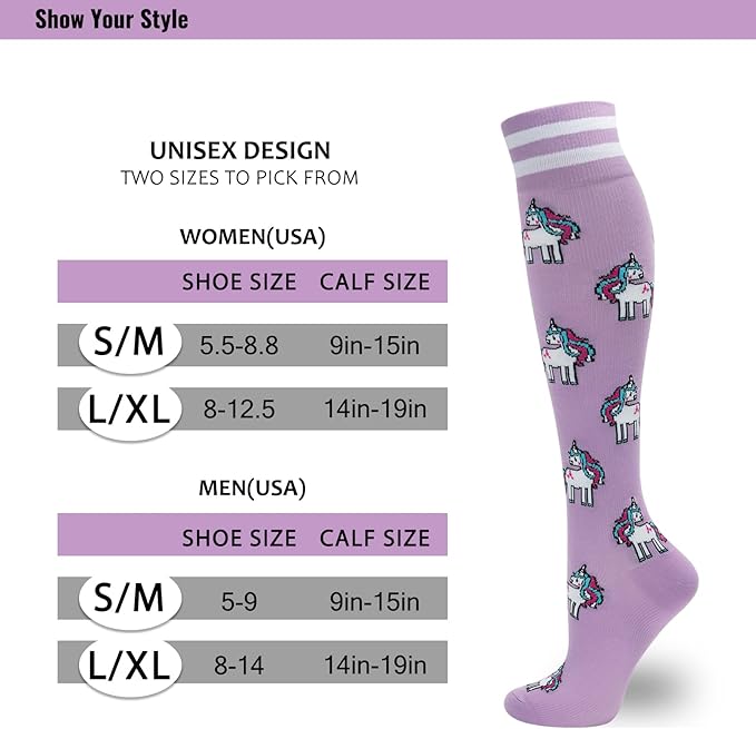 fenglaoda Compression Socks for Women Men 3 Pairs Graduated Compression Support Circulation Socks for Nurses
