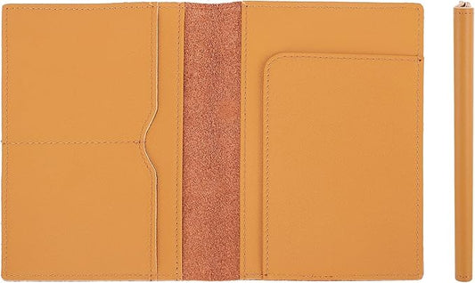 STAR VISTA Albatross Leather Travel Passport Holder, Minimalist Design, Calfskin Leather Case for Women and Men - Slim Passport Wallet, Bifold, RFID Blocking, Honey