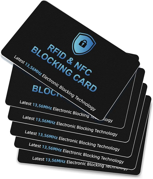 Updated Version-6 Pack RFID Blocking Cards Premium Contactless NFC Debit Credit Card Passport Protector Blocker Set for Men & Women, Smart Slim Design Perfectly fits in Wallet/Purse (6)