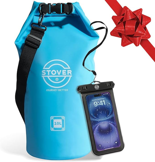 STOVER 5/10/25/30/40/55L Waterproof Dry Bag- Roll-Top Backpack w/Phone Case- Kayaking, Hiking, Camping, Boating- Men/Women