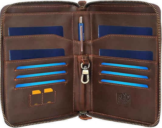 STAR VISTA Lorenzo Full Grain Leather Family Passport Wallet for 4, Large Travel Document Organizer for Exquisite Voyagers, Multi-Currency Compartments, RFID Blocking, AirTag Track, Espresso Brown
