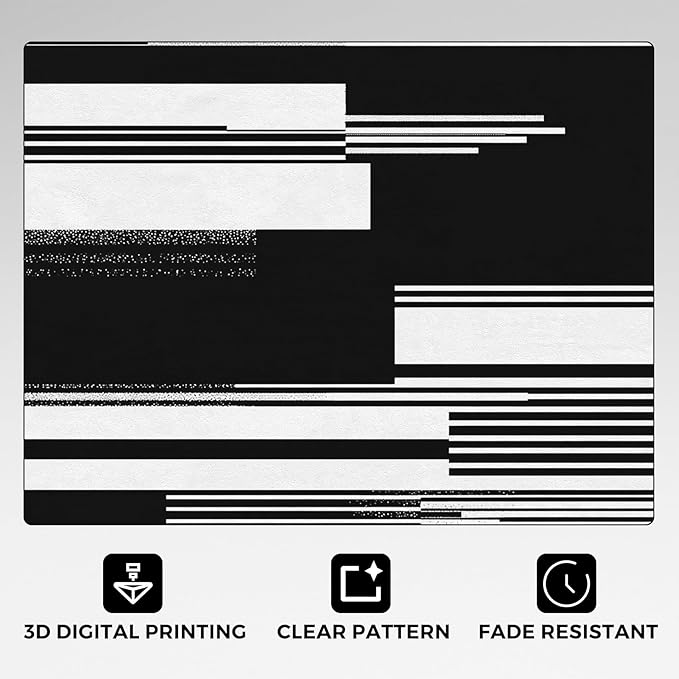 Black and White Stripe Rugs for Home Decor, 7x9 ft, Modern Stripes Area Rugs for Living Room, Soft Non Slip Washable Abstract Striped Carpet Bedroom Decorations Dt-Ghf-31