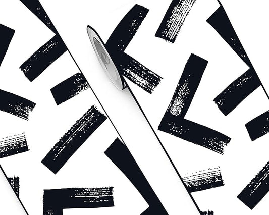 FLFK Black and White Design Wallpaper Border - Peel and Stick Wall Paper, Self Adhesive Removable PVC Borders Sticker, Modern Waterproof Trim for Home Decor, 10" x 240"