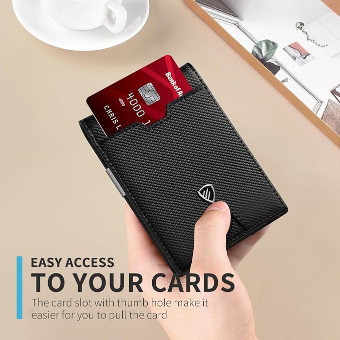 RUNBOX Mens Slim Wallet with Money Clip RFID Blocking Bifold Credit Card Holder for Men with Gift Box
