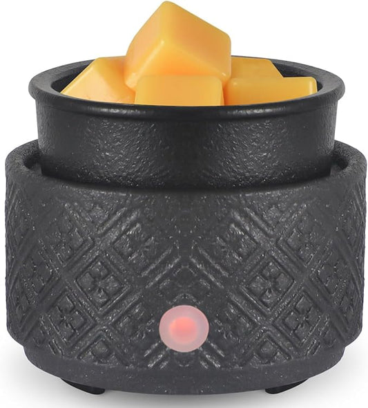 MOCOSA Wax Melt Warmer for Scented Wax,3-in-1Ceramic Wax Warmer Fragrances Candle Oils, Home Fragrance Burner,Electric Candle Warmer for Mom Women(Black)