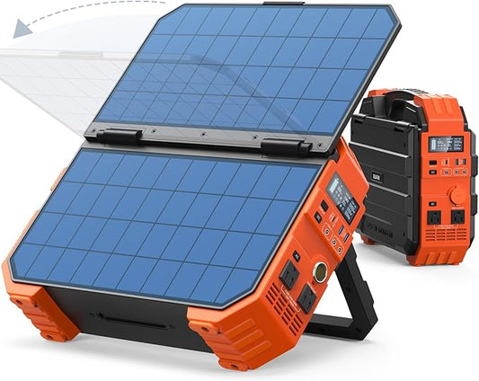 BLAVOR Portable Power Station 1600W (Peak 3200W), Built-in Solar Panel, 1024Wh LiFePO4 Battery, 100W USB-C Fast Charge, Solar Generator for Home Backup, Camping, Power Outages & RV