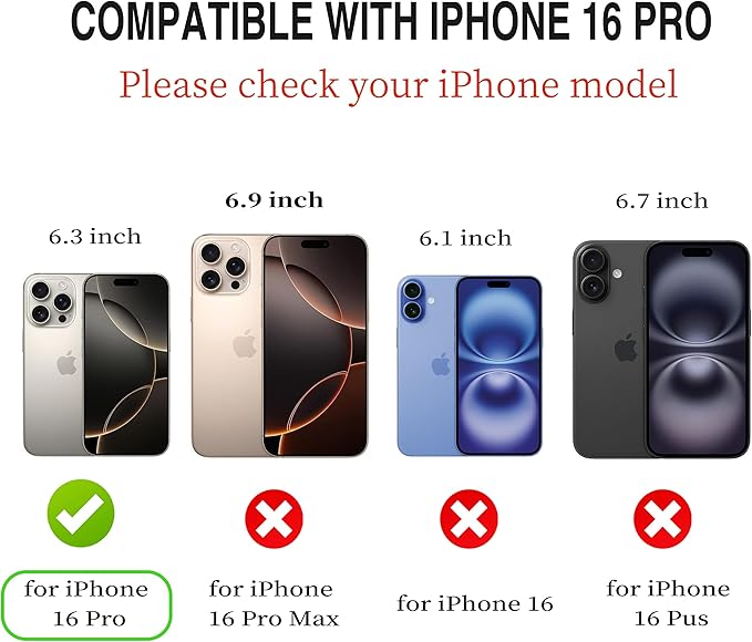 CIVICASE for iPhone 16 Pro Wallet Case,PU Leather Flip Case RFID Blocking Credit Card Holder Folio Magnetic Stand TPU Shockproof Cover Compatible with iPhone 16 Pro, Black Blue