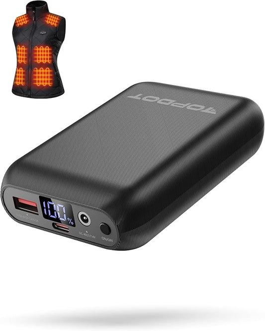 7.4V/5V 2A 16000mAh Heated Vest Battery Pack Compatible with ORORO and Venustas, NORSENN, Portable Power Bank with LED Display for 𝟓𝐕 USB heated Vests Jacket Camping Chair Blanket(NOT for 12V）