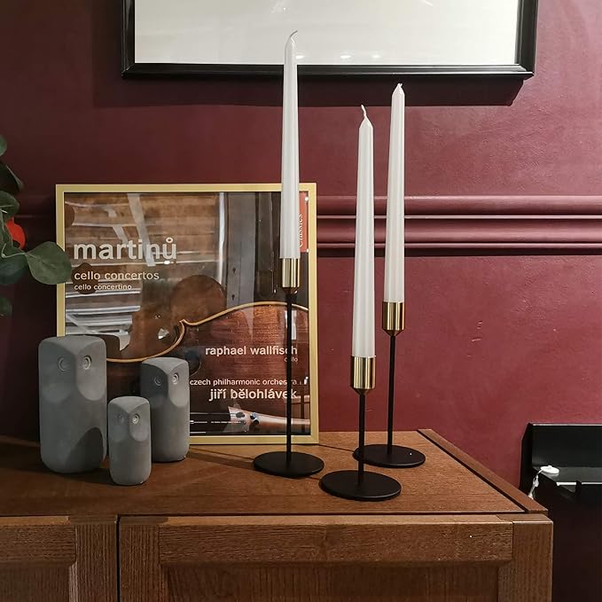 Set of 12 Candle Stick Candle Holder Black Candlestick Holders Metal Taper Candle Holders for Wedding Tables Centerpieces Candlelight Dinner Home Decor(Candles not Include)