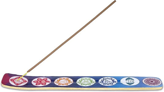 Yajna Traditional-Handmade-Burner Wooden-Incense-Stick-Strip-Holder Ash-Catcher-Stand for-Aromatherapy-Meditation-Yoga (Seven Chakra) 10 Inches, Pack of 1