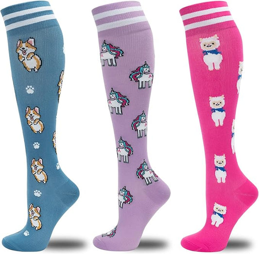 fenglaoda Compression Socks for Women Men 3 Pairs Graduated Compression Support Circulation Socks for Nurses
