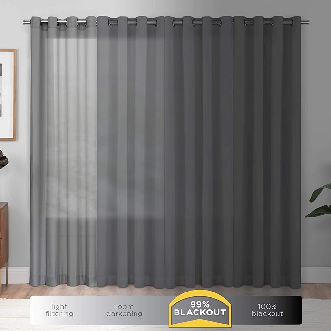 ECLIPSE Kendall Modern Blackout Thermal Rod Pocket Window Curtain for Bedroom or Living Room (1 Panel), 42" x 95", Ivory