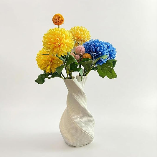 Modern Sculptural Twisted Vase, 8.66 Inch Waterproof 3D Printed Flower Vase for Fresh or Dried Flowers, Minimalist Art Vase for Home Decor, Contemporary Centerpiece & Valentine’s Day Gift