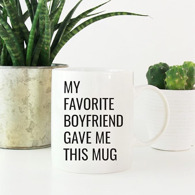 Andaz Press 11oz. Funny Coffee Mug Gag Gift, My Favorite Boyfriend Gave Me This Mug, 1-Pack, Girlfriend Birthday Christmas Sarcastic Humor Gift Ideas for Her