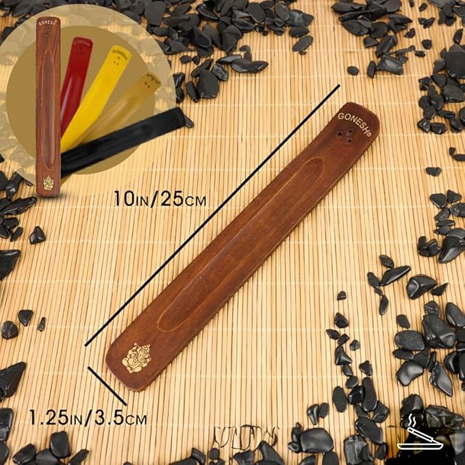 Gonesh - Incense Holder - Modern Home Decor - Wood Incense Burner - Red - 10” x 1.25”