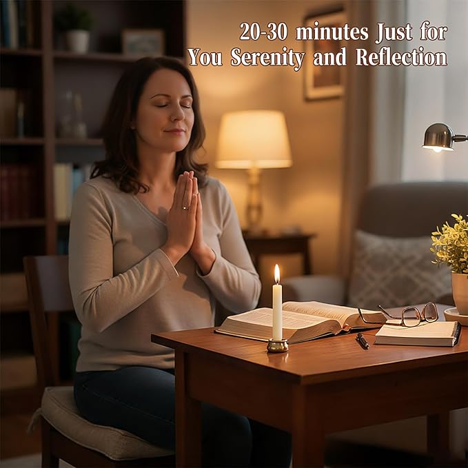 40Pcs 30 Minute Meditation Candles, White Mini Beeswax Taper Candles with Brass Candle Holders, Dripless Prayer Candles Gift for Yoga Relaxation (40, White)
