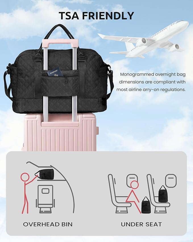 Vogewood Unique Women Gift-Birthday Gifts for 6 7 8 9 10 11 12 13 14 Year Old Girls-Duffle Bag with Shoe Compartment, Weekender Bags, Overnight Bag, Travel Bags with Makeup Pouch (Letter B)