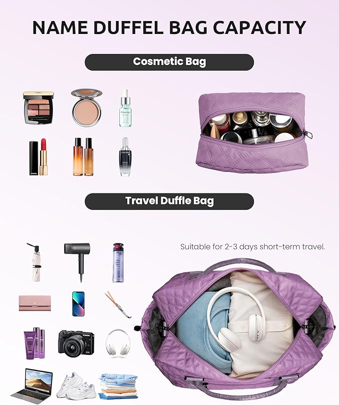 Vogewood Gifts for Teen Girls - Initial Dual Compartment Personalized Weekender, Overnight Travel Bag with Monogram, Makeup Holder (Letter H)