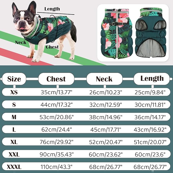 OUOBOB Dog Coats for Small Dogs, Puppy Coat, Warm Winter Jacket, XS Dog Coat with Harness Built in, Waterproof Pet Cold Weather Coats, Puppy Winter Clothes Snowsuit Chihuahua Maltese,XS