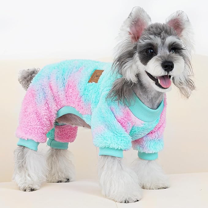 XPUDAC Dog Sweater, Dog Winter Clothes for Small Medium Dogs Girl Boy Fleece Doggy Pajamas for Winter Christmas, Tie-Dye03, XX-Large
