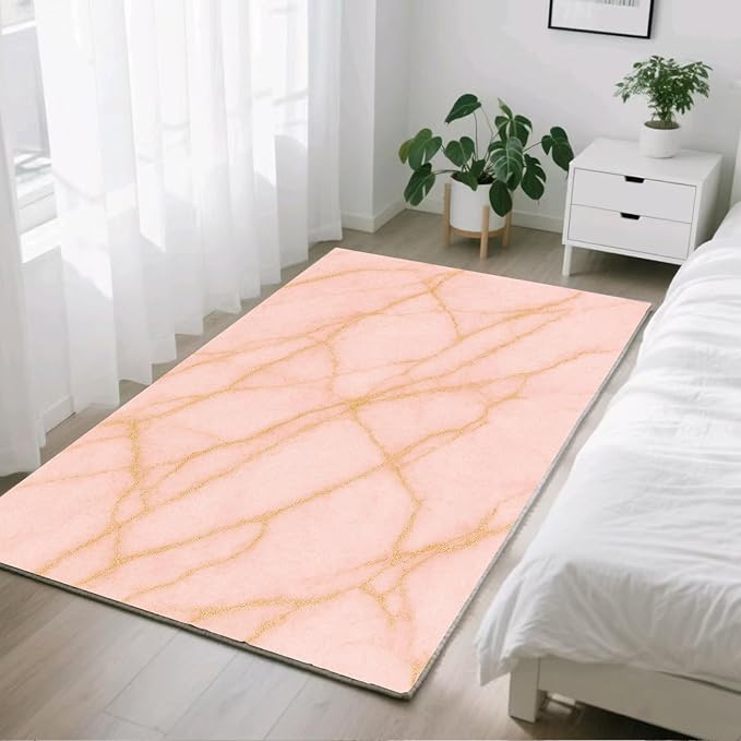 Abstract Marble Rug - 3x5 Rug, Modern Art Rugs, Luxury Marble Entryway Rugs, Washable & Non Slip Carpet Home Decor