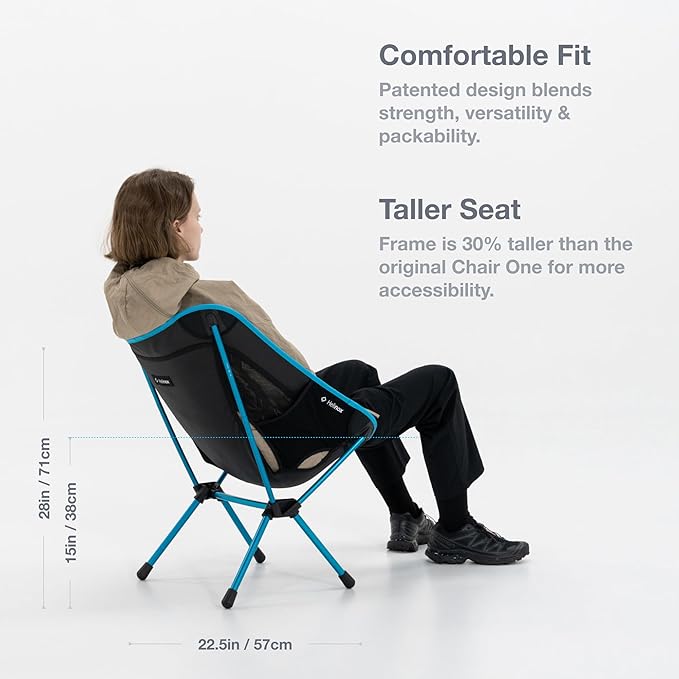 Helinox Chair One (re) High-Performance Camping Chair, 1.97lbs, Lightweight Compact Collapsible Outdoor Chairs, Backpacking, Picnic, Adventures, Blue Block