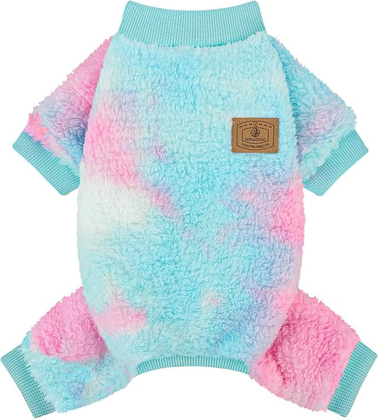 XPUDAC Dog Sweater, Dog Winter Clothes for Small Medium Dogs Girl Boy Fleece Doggy Pajamas for Winter Christmas, Tie-Dye03, XX-Large