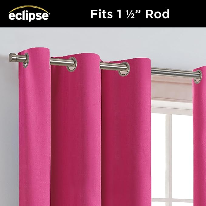 Eclipse Kendall Blackout Curtain, Thermal Insulated Grommet Window Panel, Noise Reducing Curtains for Bedroom, Living Room or Nursery, (1 Panel), 63 in Long x 42 in Wide, Raspberry