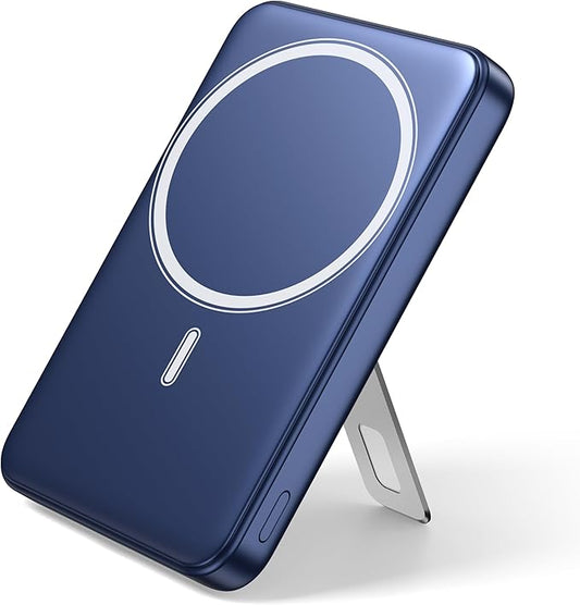 for Magsafe Portable Charger, 10000mAh Wireless Power Bank with Stand and PD 20W, USB C Fast Charging Powerbank, Magnetic Battery Pack Compatible with iPhone 17/16/15/14/13/12 Pro Max - Dark Blue