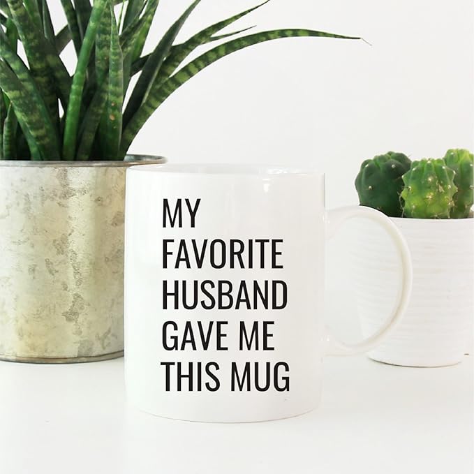 Andaz Press 11oz. Funny Coffee Mug Gag Gift, My Favorite Husband Gave Me This Mug, 1-Pack, Wife Birthday Christmas Sarcastic Humor Gift Ideas for Her