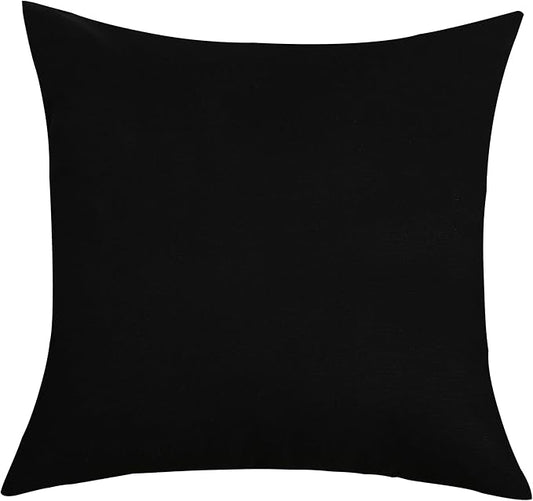 TangDepot Handmade Decorative Solid 100% Cotton Canvas Throw Pillow Covers/Pillow Shams, (14"x14", Black)