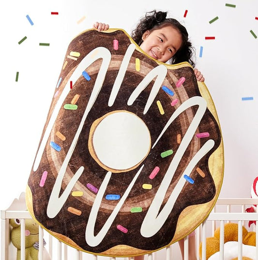 jinchan Cute Round Rug 4ft Chocolate Donut Fun Rug Washable Playroom Mat Sweet Dessert Circle Cool Rug Non Slip 4' Round Soft Cozy Floor Mat Funky Gift for Kids Teens Dorm Bedroom Playroom