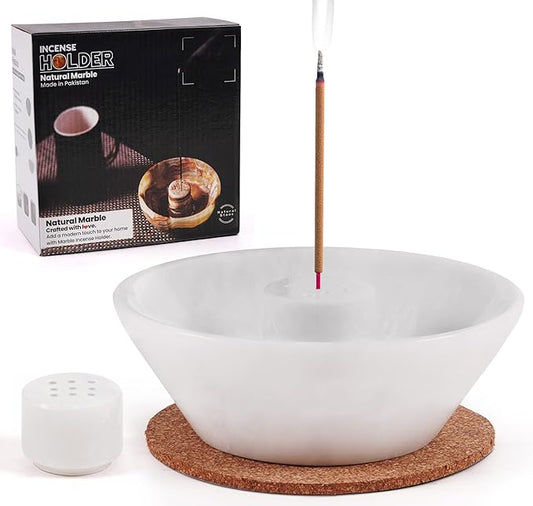 Radicaln Marble Incense Holder 5.5" Inches Handmade White Marbles Ashtray for Home Décor, Ideal Incense Stick Holder, Palo Santo Holder & Incense Holder Marble for Living Room
