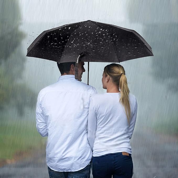 TradMall 4 Pack Travel Umbrella Windproof Portable 46 Inches Large Canopy Ergonomic Handle Auto Open & Close