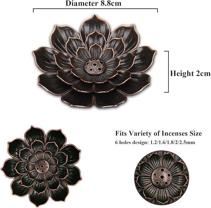 Incense Burner - Incense Stick Holder 6 Incense Holes with Detachable Ash Catcher